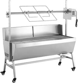 Rotisseriegrill met elektromotor, 38 W BBQ-spitrooster voor buiten koken, houtskoolgrill met een capaciteit van 132 lbs, verstelbare hoogteniveaus, roestvrijstalen ontwerp met wielen voor kamperen en buitengebruik — thumbnail 1