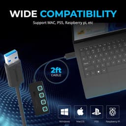 4-poorts USB 3.0 Hub met LED-verlichting en Power Switches — thumbnail 4