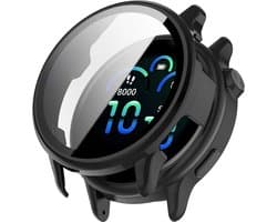 Stravo Hard case hoesje met screen protector glas - geschikt voor de Garmin Vivoactive 6 - Full Cover Hard Case / Beschermend Hoesje - Zwart