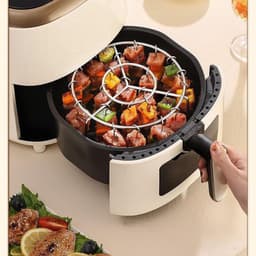 Ronde Airfryer Grill Met 24 Rvs Stokjes Voedselveilig Verticaal Spietsrek Voor Airfryers En Ovens Draagbaar Huishoudelijk Grillrek — thumbnail 4
