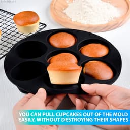 Muffinbakvorm voor airfryer - Bakvorm - Taartvorm - 3,5–5 liter - Geschikt voor muffins/eierblokjes - Siliconen - Zwart — thumbnail 7