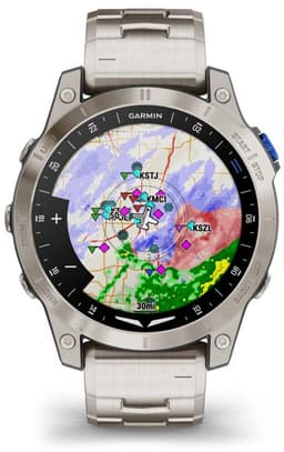Garmin - 010-02582-51 - D2™ Mach 1 - Smartwatch met geventileerde titanium band en extra zwarte siliconen band — thumbnail 8