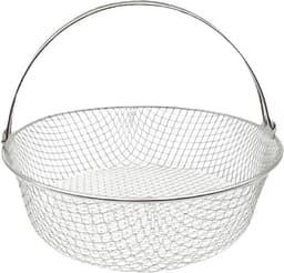 Airfryer Mand - Friteuse Accessoire - Gelijkmatig Koken - Roestvrij Staal - 21cm Diameter - Zilver — thumbnail 5
