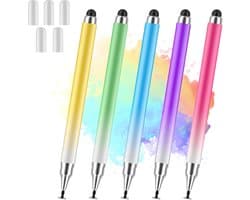 OLOEY Styluspen, universele 2-in-1 styluspen, geschikt voor iPad, compatibel met iPhone, iPad, Android, Microsoft tablets, mobiele telefoons en Surface (5-pack).