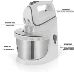 SAVI® Mixer met Mengkom - Keukenmachine - Keukenrobot - Inclusief Accessoires - Antraciet - Wit/Zilver - 25cm x 25cm x 32cm — thumbnail 3