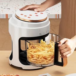 Airfryer - 3L – Heteluchtfriteuse - 1000W – Olievrij Frituren – LED Touchscreen - en 360° Hete Lucht – Voor Gezonder Koken - Veilig in Gebruik - Wit — thumbnail 2