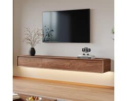 Hangende TV-kast 200 cm Walnootlook | Mid-Century Modern Lowboard met 3 Laden, Geschikt voor 75 Inch Televisie | Ruimtebesparend TV-meubel voor Woonkamer | Abkantoor