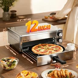 Elektrische Pizzaoven en Heteluchtfriteuse (Airfryer) - RVS, 1800W, Timer & Temperatuur Instelbaar — thumbnail 3