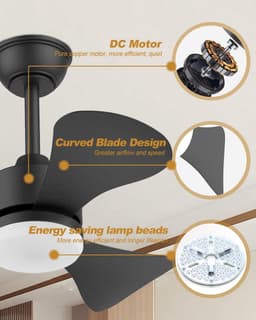 Plafondventilator met Verlichting - Ventilator voor Slaapkamer - Air Cooler met Afstandsbediening - Luchtcirculatie — thumbnail 5