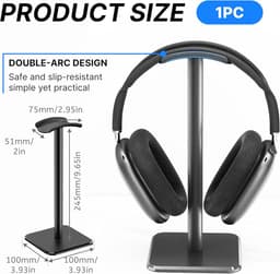 Gaming Hoofdtelefoonhouder - Met Gewogen Basis - Hoogte Verstelbaar 24 cm - Snelle Montage - TPU Bescherming - Elegante Ontwerp voor Gaming Setup en Desktop Audio Hoofdtelefoons — thumbnail 5