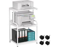 3-Laags Printerstandaard en -wagen met Wieltjes - Verrijdbaar Printmeubel voor Kantoor en Thuis