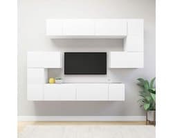 TV Kast Set - Mediameubel Wandmontage - Woonkamer Opbergen - Moderne Stijl - 10 Stuks - Wit