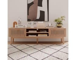 Lage tv-kast - Houten tv-tafel - Woonkamer inrichting - Met opbergkasten - 150 cm lengte