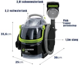 DYNA® Tapijtreiniger machine - Tapijtreiniger - Tapijtreiniger apparaat - Zwart/Groen - ‎25cm x 36cm x 36cm — thumbnail 2