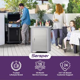 Buitenkeukendeur 17" B x 24" H RVS met Ventilatiegaten en Ergonomische Handgrepen — thumbnail 2