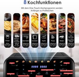Heteluchtfriteuse XXL met 2 Compartimenten - 9 Liter - 8 Programma's - Olievrij Frituren — thumbnail 5