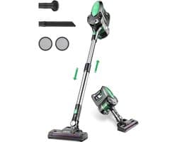 Aurixi® 6-in1 Steelstofzuiger Zonder Zak op Accu - Steelstofzuiger Draadloos Uitschuifbaar - Kruimeldief Snoerloos best Verkocht 25KPA – Veelzijdige Kruimeldief best Verkocht – met Krachtige batterij – Zwart/Groen - 17cm x 8cm x 10cm