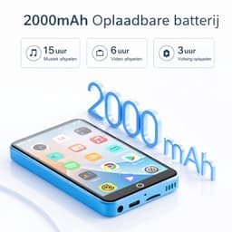 MP3-speler met Bluetooth en WiFi – 4 Inch Touchscreen MP4-speler – 1080P Videospeler – Android 9.0 met Play Store – 64GB + uitbreidbaar – Blauw — thumbnail 4
