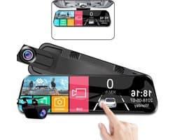 Dashcam voor Auto - 10 Inch Touchscreen Spiegelcamera - 1080P AHD Dashcam - Nachtzicht - Groothoek 170° - Parkeermodus - Inclusief 6M RCC BL - Zwart
