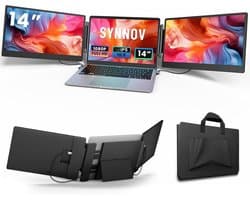 Draagbare Drievoudige Monitor voor Laptop - 14 Inch FHD 1080P Schermverlenger met Standaard - Plug & Play voor MacOS & Windows