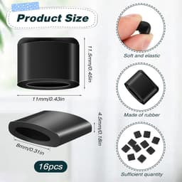 16-delige set van krasbestendige rubberen beschermhoezen, siliconen pads, rubberen voetjes voor airfryer bakplaten, rubberen dempingspads voor airfryer, vervangingsonderdelen en accessoires, geschikt voor airfryer bakplaten (zwart). — thumbnail 3
