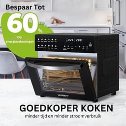 Luxe Heteluchtoven – Airfryer – Multifunctionele Combi Oven – Alles in één – 26L Inhoud – 12 Automatische Programma’s – LED Display – Zwart — thumbnail 8