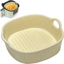 Ynkkvre - Ovenschaal - keramische ovenschaal vierkant - 650 ml hittebestendig - keramiek - met handgrepen, duurzaam - geschikt voor oven, airfryer en magnetron, geel — thumbnail 1