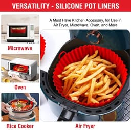 Siliconen airfryer bakr - Siliconen airfryer schaal - Airfryer siliconen bakvorm -Herbruikbare siliconen airfryer bak - Siliconen bakmat voor airfryer - Siliconen bakvorm voor airfryer - bakmandje - 17.5 cm diameter - herbruikbare ovenbakvorm — thumbnail 5