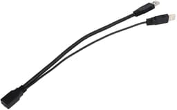 USB Verlengkabels - Dubbele Stekker Adapter - Externe Harde Schijf - Extra Voeding Poort - 30cm Lengte - Zwart — thumbnail 3