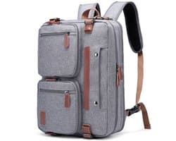 3-in-1 converteerbare aktetas/rugzak, laptoprugzak/schoudertas voor 15,6-inch laptops, multifunctionele laptoptas, unisex voor zakelijk gebruik en reizen (grijs).