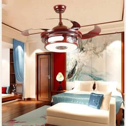 Plafondventilator Lamp - Houten Ventilator Licht - Moderne Verlichting - 3 Kleur Dimbaar - 112cm Diameter - Bruin — thumbnail 5