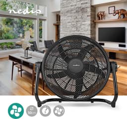 Vloerventilator - Grote Ventilator - Ruimtes Verkoelen - 5 Extra Grote Bladen - 50 cm Diameter - Zwart — thumbnail 1