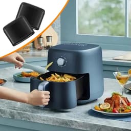 8-pack - Siliconen dop beschermhoezen - Geschikt voor Airfryer accessoires - Bakmatten - Zwart — thumbnail 7