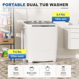 Draagbare 2-in-1 Wasmachine met Centrifuge - Compacte Mini Twin Tub voor Kamperen en Appartementen - 7,3 kg Capaciteit — thumbnail 2