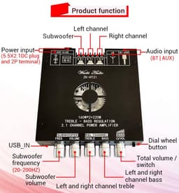 2.1-kanaals Bluetooth digitale versterkermodule met hoge en lage tonen — thumbnail 4