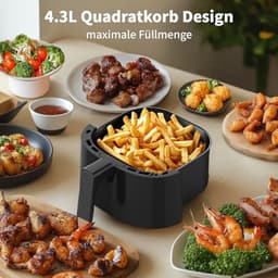 Compacte AirFryer 4.3 Liter met Digitale Touch Display, 1500 Watt en 8 Voorinstellingen — thumbnail 3