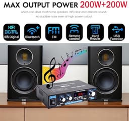 HiFi versterker met Bluetooth 5.0, mini audio versterker voor thuisbioscoop en karaoke — thumbnail 1