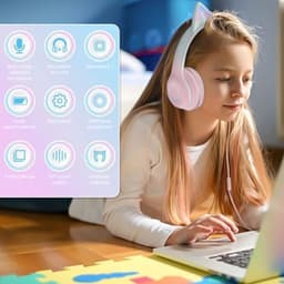 Draadloze Kinderhoofdtelefoon Met Kattenoren En LED-Verlichting - Opvouwbare Over-Ear Hoofdtelefoon Met Microfoon - Bluetooth 5.3 - Roze — thumbnail 3
