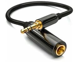 3,5 mm stereo jack naar 6,35 mm vrouwelijke jack adapterkabel vergulde connector aluminium behuizing voor hoofdtelefoons, laptops, gitaren, piano's 30 cm