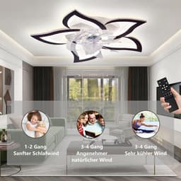 Stille LED Plafondventilator met Verlichting - Dimbare Lamp met Afstandsbediening voor Woonkamer en Slaapkamer — thumbnail 3