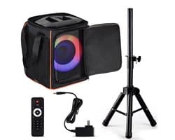 Pyle Bluetooth Party Speaker – 8 inch Woofer – 120W – TWS, USB/Micro SD/FM – LED Ringverlichting – Inclusief Statief & Tas – Draagbaar – Binnen/Buiten