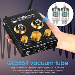 Bluetooth 5.0 Hi-Fi Versterker met GE5654 Buizen - Draadloze USB DAC voor Hoofdtelefoons — thumbnail 3
