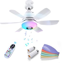 Plafondventilator met Lamp door MMOBIEL – LED Plafondventilator met Bluetooth Speaker, E27 Fitting, RGB Licht, Dimbaar 3000K-6500K, Muzieksync, 3 Snelheden, 2x6 Bladen, Afstandsbediening – Wit — thumbnail 1