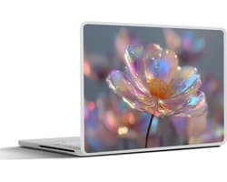 Laptop sticker - 10.1 inch - Bloem - Transparant - Pastelkleuren - Druppels - 25x18cm - Laptopstickers - Laptop skin - Cover