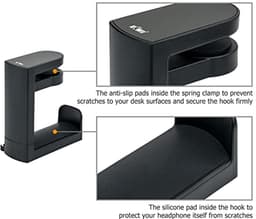 Hoofdtelefoonstandaard met 360° draaibare houder en verstelbare bureau veerklem voor gaming headset — thumbnail 5