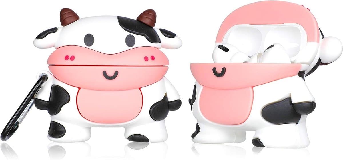 Siliconen hoesje voor AirPods Pro - Grappige Cartoon Sleutelhanger - Zachte Beschermhoes voor Meisjes en Vrouwen - Kawaii Design - Diermotief - Shell Cases — afbeelding 1