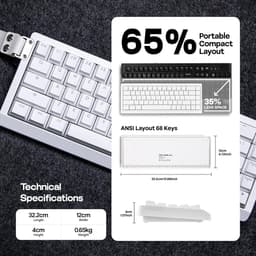 EPOMAKER HE68 Lite - Hall Effect - 8000hz - Magnetisch Toetsenbord - RGB - 65% - QWERTY - Gaming Keyboard - Clear Mag Switch - Wit — thumbnail 4