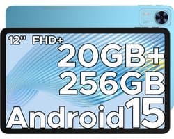 DOOGEE T36 -Android 15 -tablet -32 ​​GB RAM + 256 GB ROM-8800 mAh -4G LTE- Octa Core-12 inch 90 Hz-BT 5.0 -13 MP camera - FaceID - dubbele speakers-Blauw