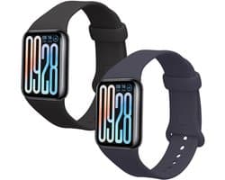kwmobile 2x horlogebandjes geschikt voor Xiaomi Smart Band 8 Pro / Smart Band 9 Pro bandje - Smartwatch bandjes van TPU - Activity tracker horloge band in zwart / donkerblauw