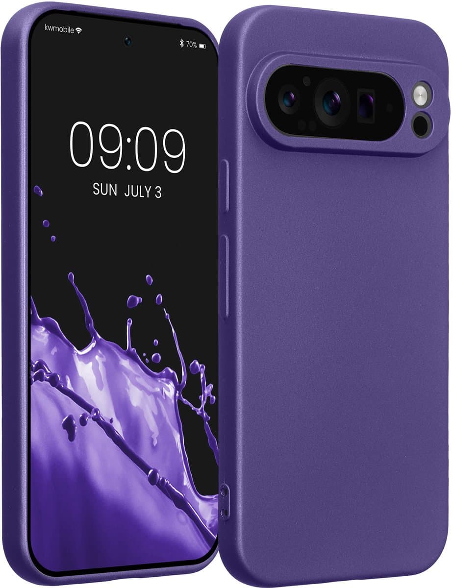 kwmobile metallic telefoonhoesje van TPU - geschikt voor Google Pixel 9 Pro - Flexible case voor smartphone - In metallic blauwpaars — afbeelding 1